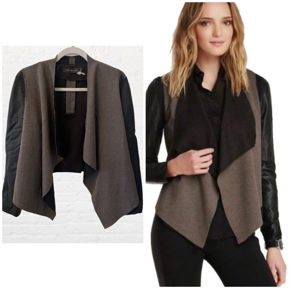 Stella & Jamie open faced jacket w/leather sleeves